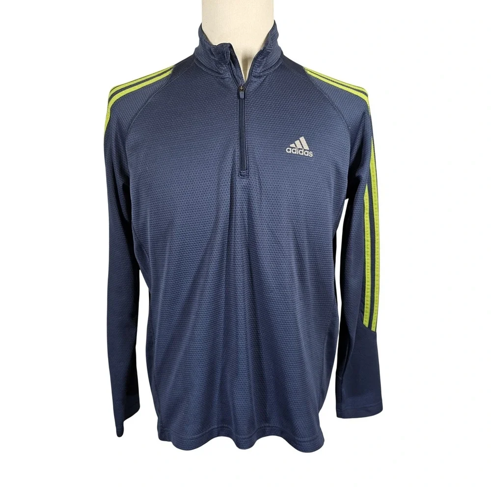 Adidas Formotion 1/4 Zip Pullover Shirt Mens Medium Striped Long Sleeve Athletic